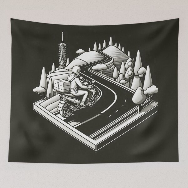Item preview, Biker's Journey Through Lampung #3 – AI Vector Art of Urban Adventure for Touring Lovers and Cityscape Enthusiasts designed and sold by knalpot-design.