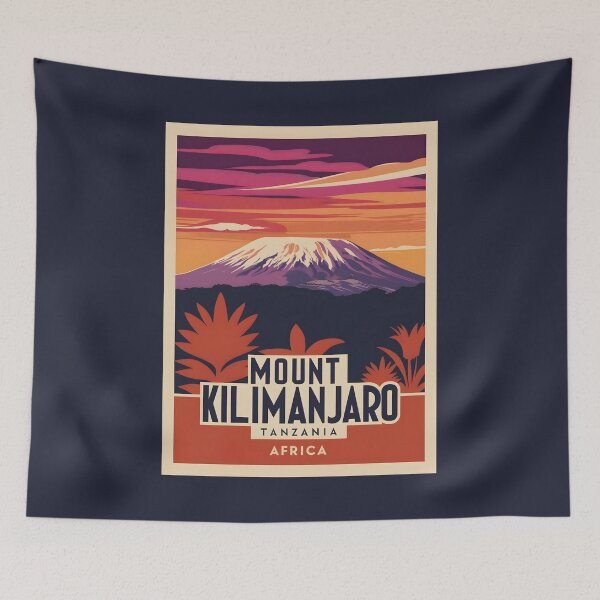 Item preview, A Vintage Illustration of Mount Kilimanjaro - Tanzania  designed and sold by GoodOldVintage.