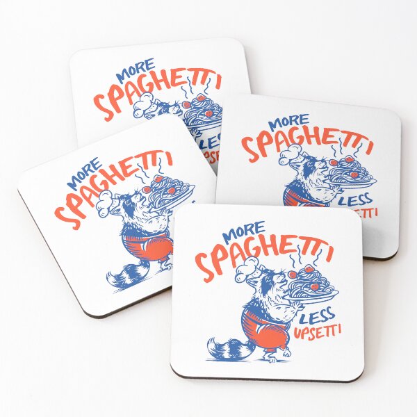 Artikelvorschau, Mehr Spaghetti, weniger Upsetti: Lustige Waschbär-Pasta-Kunst entworfen und verkauft von The Whiskey Ginger Design Shop.