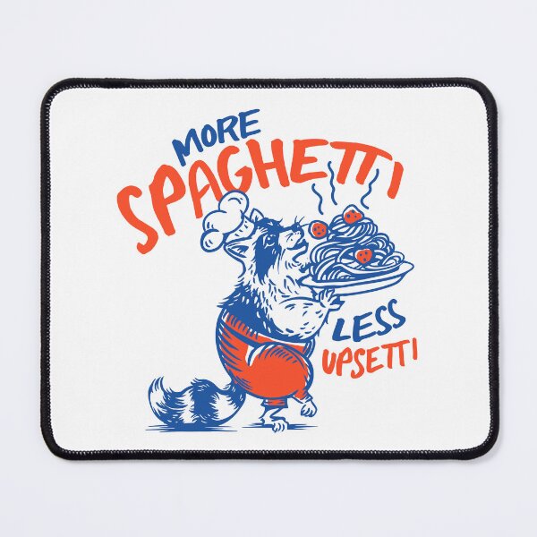 Item preview, More Spaghetti Less Upsetti: Funny Raccoon Pasta Art designed and sold by The Whiskey Ginger Design Shop.
