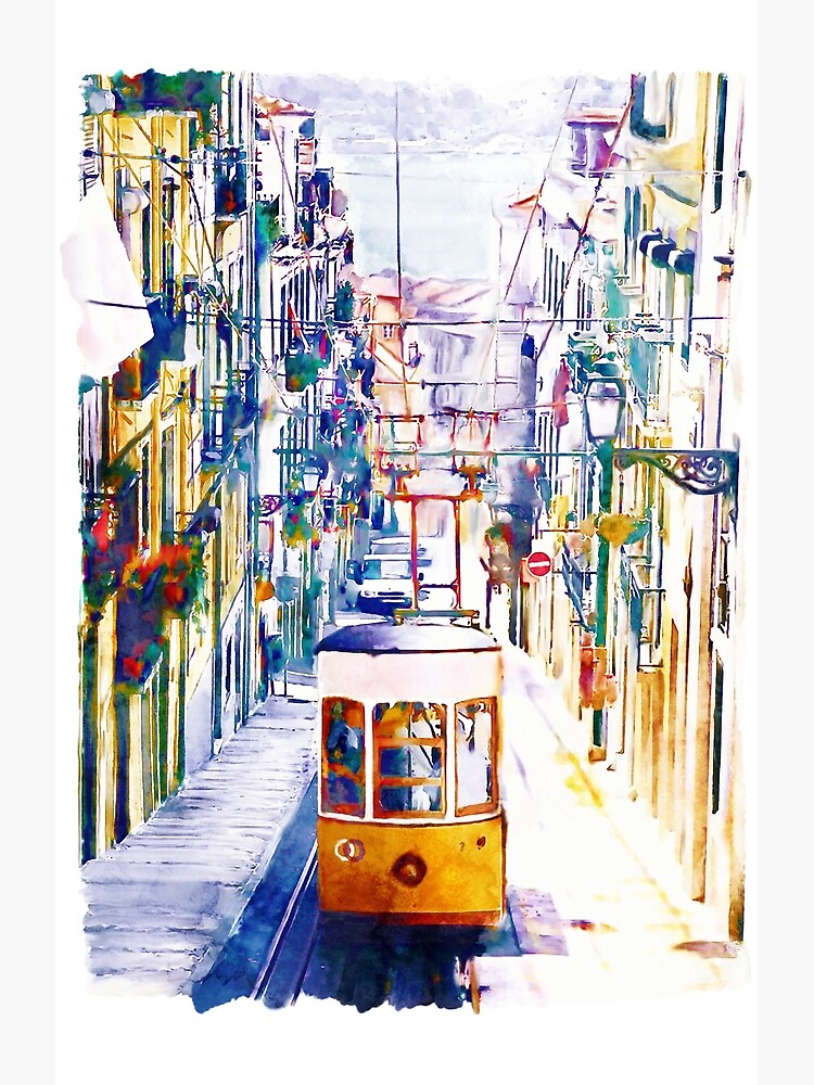 Thumbnail 2 of 2, Greeting Card, Lisbon Tram Watercolor designed and sold by caracatita75.