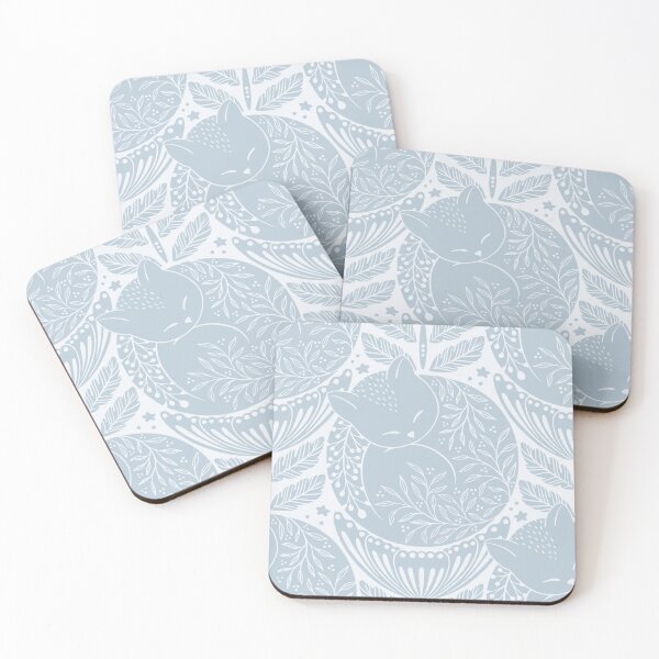 Item preview, Folk cat sleeping in a flower - soft baby blues designed and sold by OzdeBayer.
