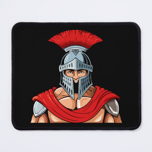 Item preview, Head ancient warrior in helmet and armor, Spartan or Trojan warrior or a Roman gladiator cartoon character, ancient roman gladiator in armour soldier, designed and sold by Danler.