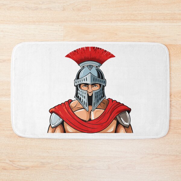 Item preview, Head ancient warrior in helmet and armor, Spartan or Trojan warrior or a Roman gladiator cartoon character, ancient roman gladiator in armour soldier, designed and sold by Danler.