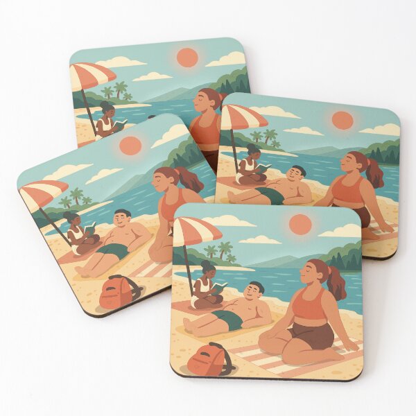 Item preview, Inclusive beach scene with diverse people relaxing designed and sold by Lacritsa .