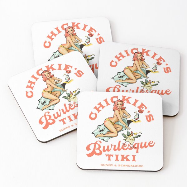 Item preview, Chickie's Burlesque Tiki Beach Bar Pinup Art designed and sold by The Whiskey Ginger Design Shop.