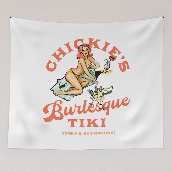 Item preview, Chickie's Burlesque Tiki Beach Bar Pinup Art designed and sold by The Whiskey Ginger Design Shop.
