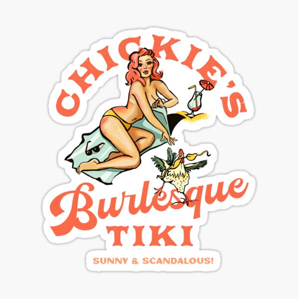 Item preview, Chickie's Burlesque Tiki Beach Bar Pinup Art designed and sold by The Whiskey Ginger Design Shop.