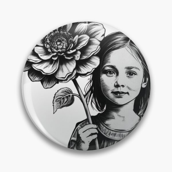 Item preview, Girl with Giant Flower - Black and White 3 designed and sold by AlinaSCorner.