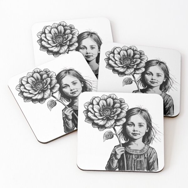 Item preview, Girl with Giant Flower - Black and White 3 designed and sold by AlinaSCorner.