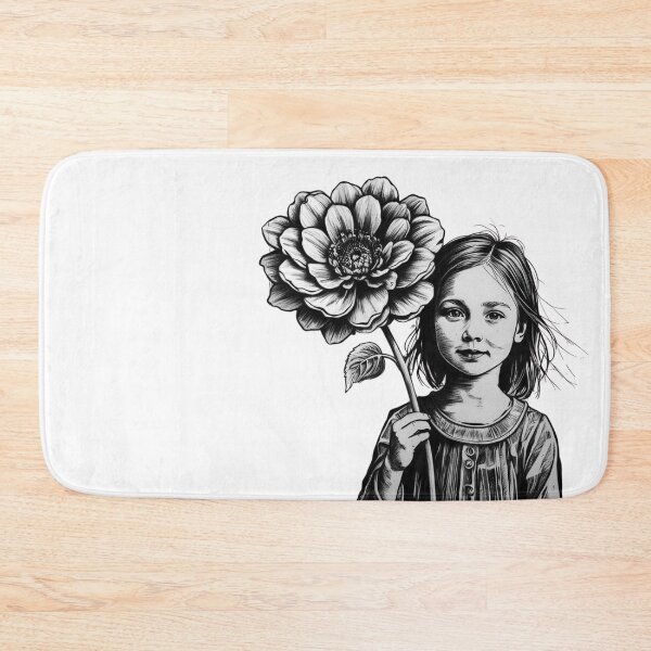 Item preview, Girl with Giant Flower - Black and White 3 designed and sold by AlinaSCorner.