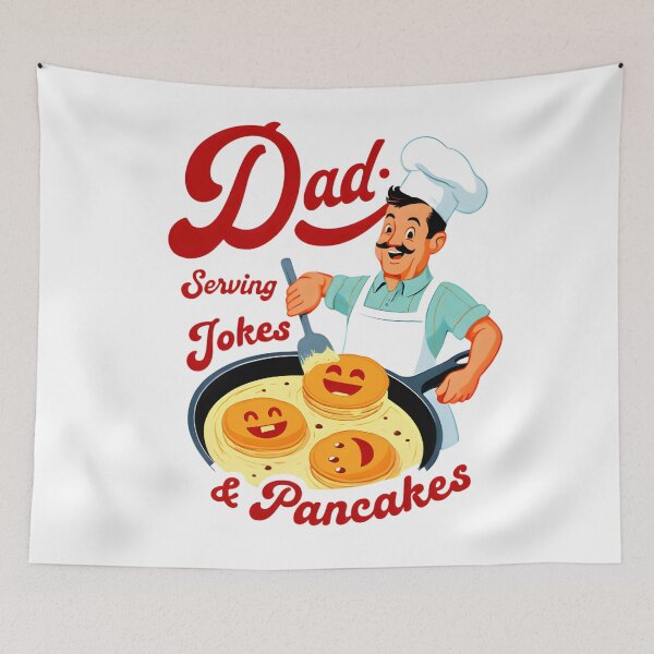 Item preview, Dad: Serving Jokes & Pancakes | Wholesome Breakfast Chef Father’s Day Digital Art  designed and sold by AnnDesignStudio.
