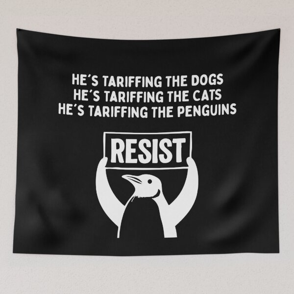 Item preview, Trump Tariffing Penguins (Resist)  - White designed and sold by SabbaticalSteve.
