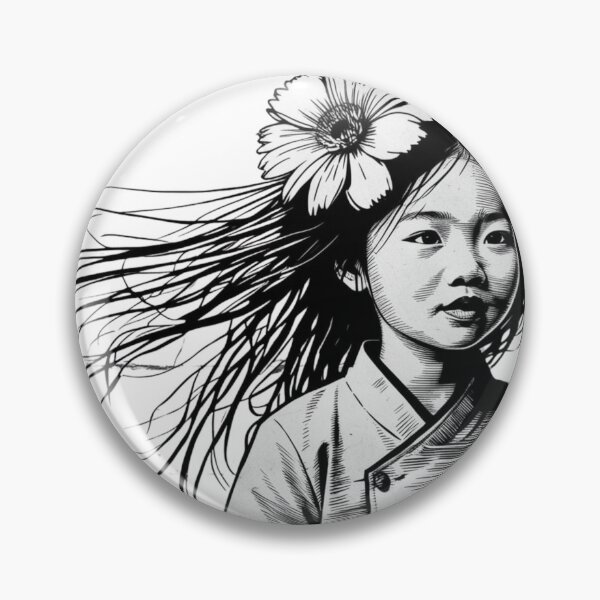 Item preview, Girl with Giant Flower - Black and White 4 designed and sold by AlinaSCorner.