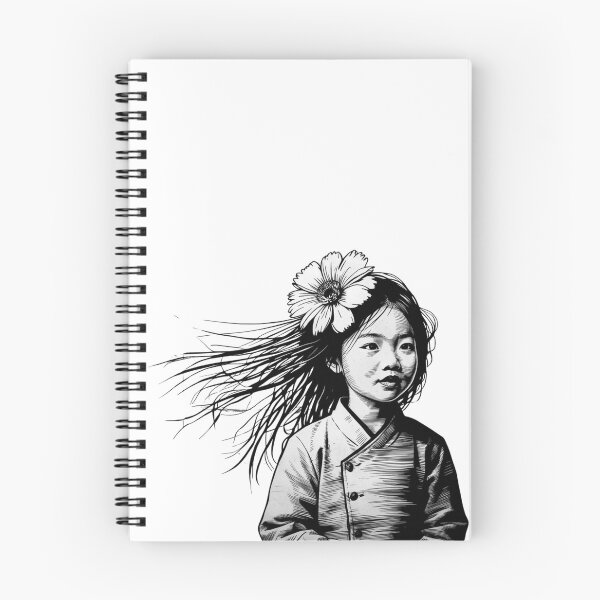 Item preview, Girl with Giant Flower - Black and White 4 designed and sold by AlinaSCorner.