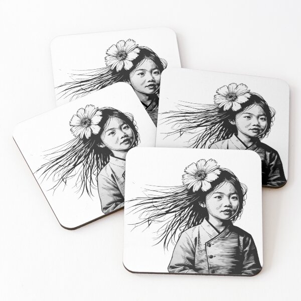 Item preview, Girl with Giant Flower - Black and White 4 designed and sold by AlinaSCorner.