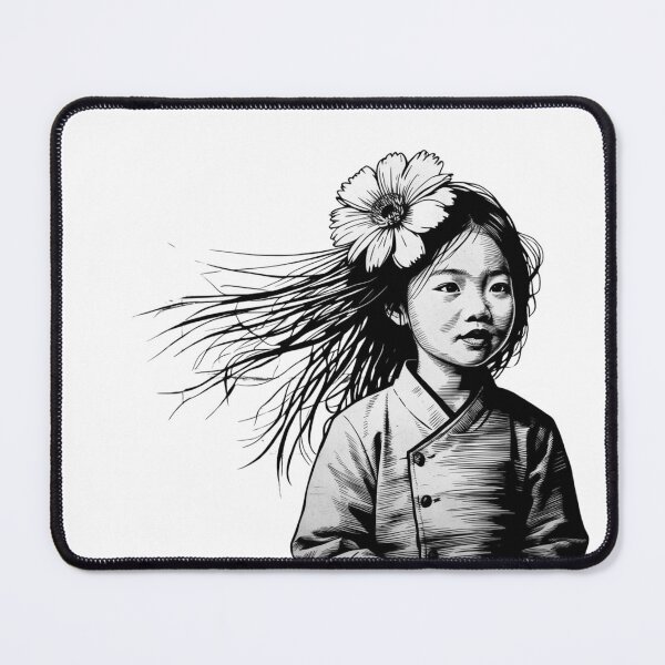 Item preview, Girl with Giant Flower - Black and White 4 designed and sold by AlinaSCorner.