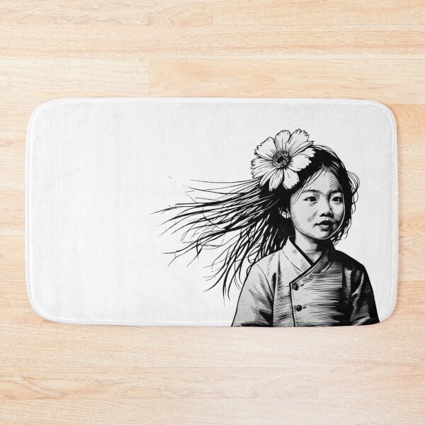 Item preview, Girl with Giant Flower - Black and White 4 designed and sold by AlinaSCorner.