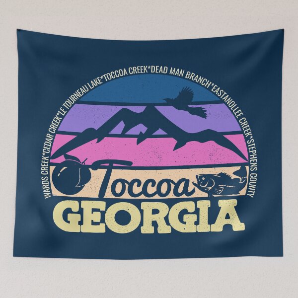 Item preview, Toccoa Georgia Sunset Retro Vintage Local Pride Logo designed and sold by CRHPOD20.