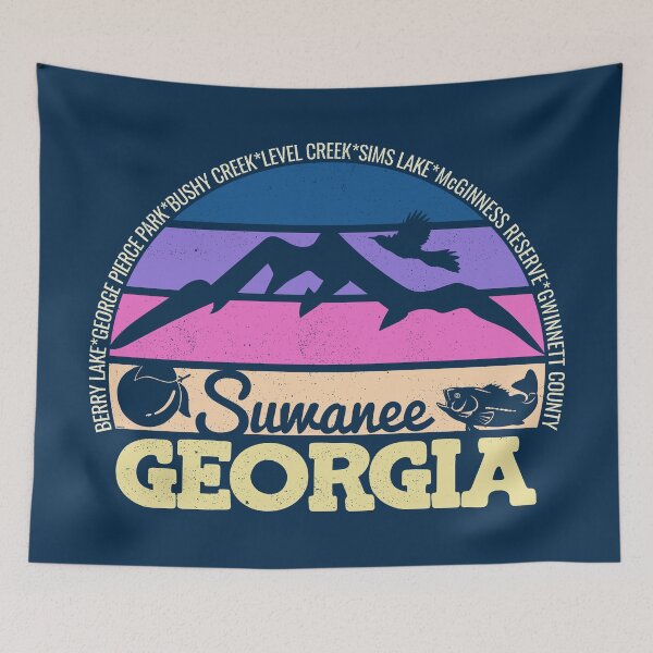 Item preview, Suwanee Georgia Sunset Retro Vintage Local Pride Logo designed and sold by CRHPOD20.