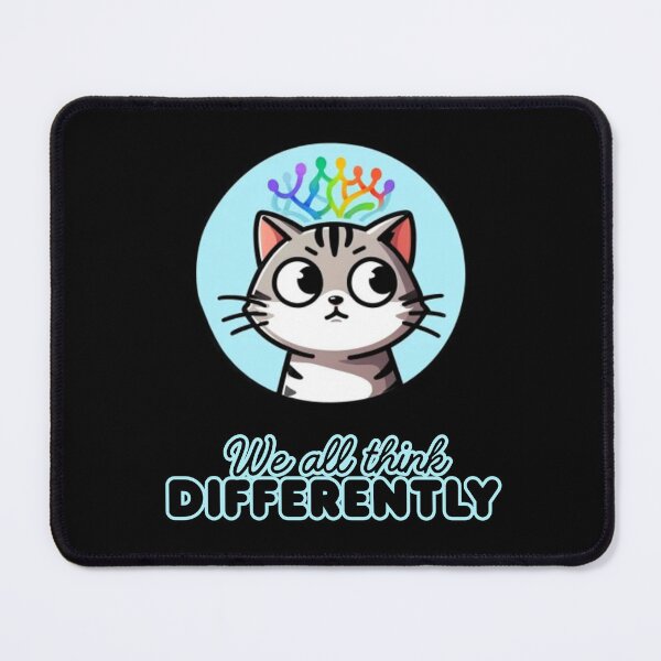 Item preview, We All Think Differently – Neurodivergent Cat Doodle Design designed and sold by RisenAgain - Quantum BrainGlitch | Designs.
