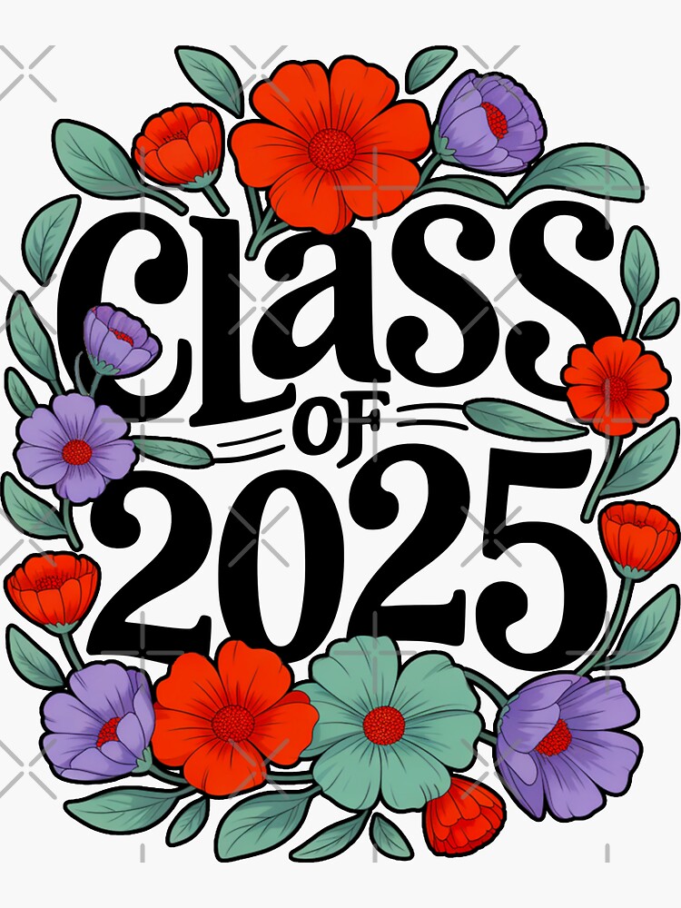 Thumbnail 3 of 3, Sticker, 2025 Senior Graduation Gift Beautiful Floral T-Shirt designed and sold by EthosWear.