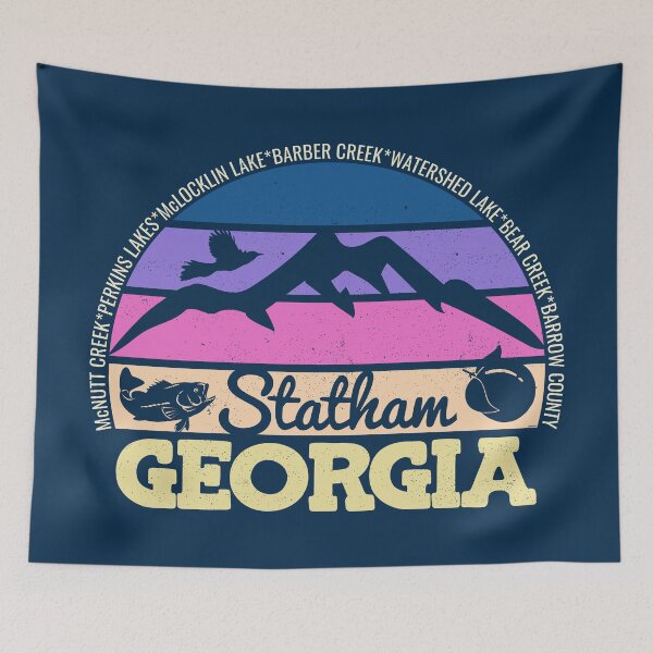 Item preview, Statham Georgia Sunset Retro Vintage Local Pride Logo designed and sold by CRHPOD20.