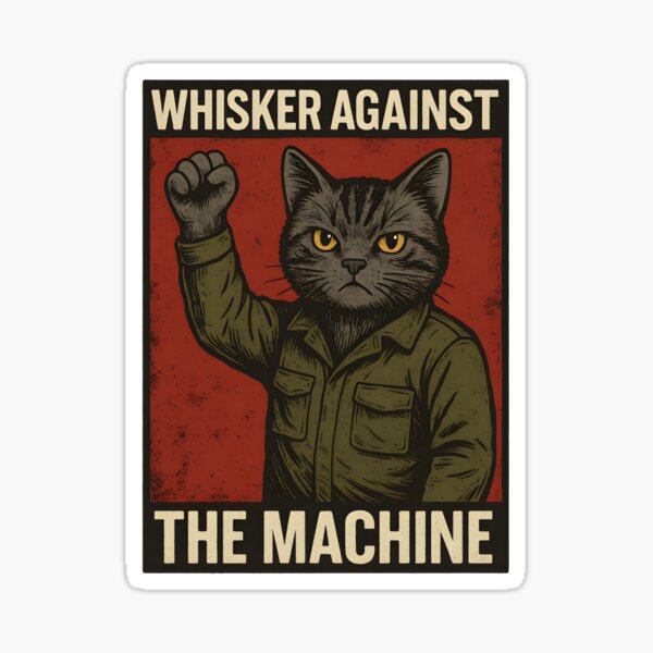 Artikel-Vorschau von Whisker Against the Machine | Rebel Cat Protest T-Shirt, designt und verkauft von bvnf.