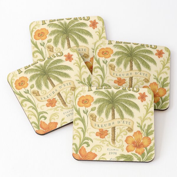 Item preview, Vintage Summer Floral Poster with Palm and Hibiscus Flowers designed and sold by weirdfishes123.