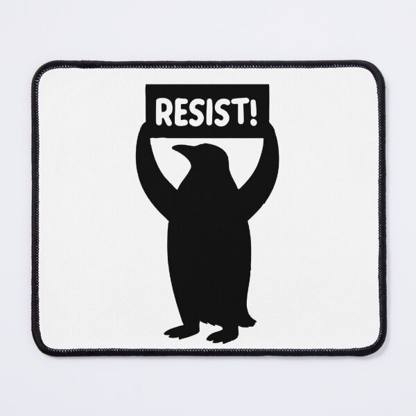 Item preview, Funny Protest Against Tariffs Resist / Tariffing Penguins  - Black Knock Out  designed and sold by SabbaticalSteve.