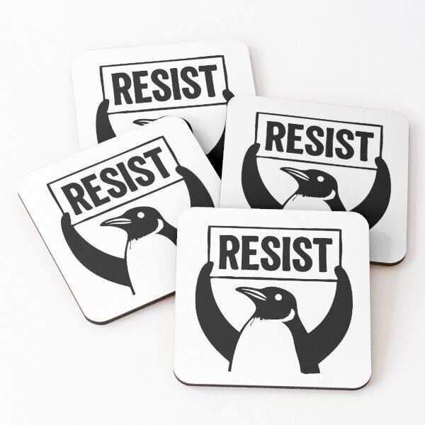 Item preview, Funny Protest Against Tariffs Resist / Tariffing Penguins  - Black designed and sold by SabbaticalSteve.