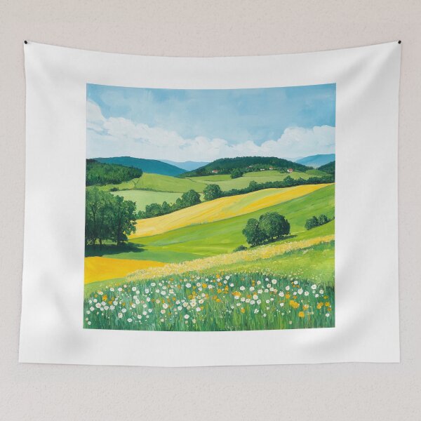 Aperçu de l'œuvre Paysage de campagne paisible en été – T-shirt pour amoureux de la nature créée et vendue par AchaRat.