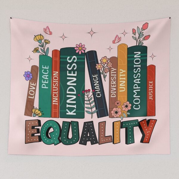Item preview, Equality Peace Love Kindness Equal Rights Book Flower Feminist Gift for Her, Women Rights Men Woman Kids  designed and sold by Taylor  ART.