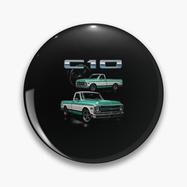Item preview, Classic Chevy C10 Aqua and White – Vintage Pickup with Chrome Accents designed and sold by TheArtOfCar.