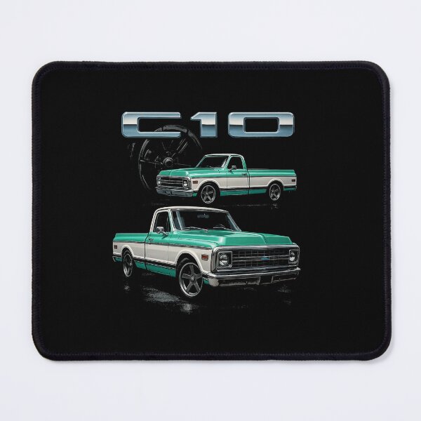 Item preview, Classic Chevy C10 Aqua and White – Vintage Pickup with Chrome Accents designed and sold by TheArtOfCar.