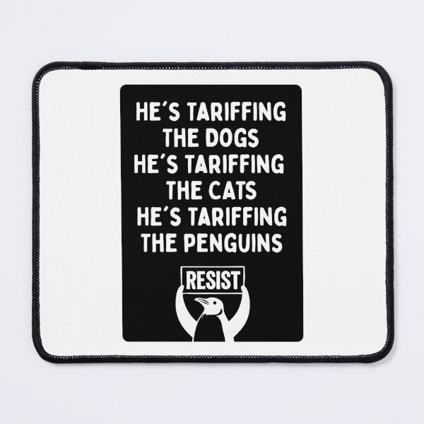 Item preview, Funny Protest Against Tariffs Resist / Tariffing Penguins / Activist - Black Knock Out designed and sold by SabbaticalSteve.