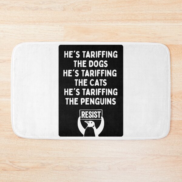 Item preview, Funny Protest Against Tariffs Resist / Tariffing Penguins / Activist - Black Knock Out designed and sold by SabbaticalSteve.