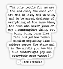 Jack Kerouac On the Road Quote Sticker