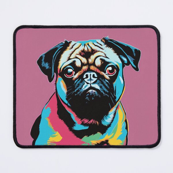 Item preview, Pug pop art illustration on pink backdrop designed and sold by feenandneen.