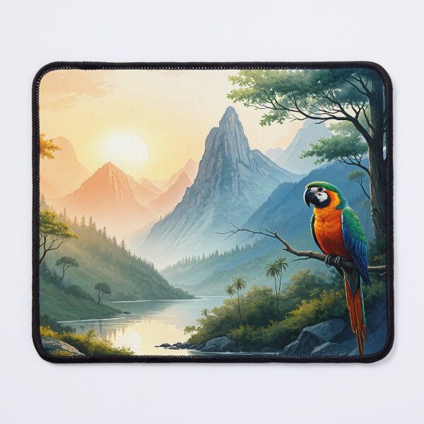 Item preview, Parrot on Branch in Misty Jungle designed and sold by JumpJammiesTees.