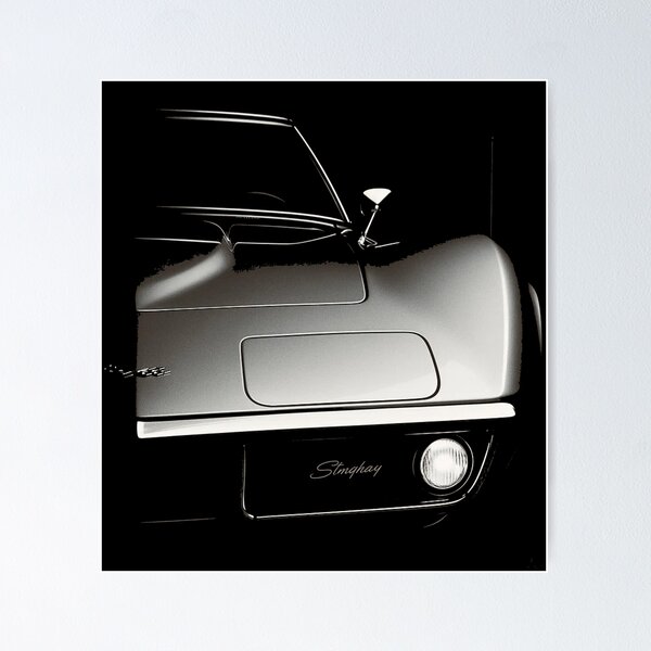 Item preview, 1969 Corvette Stingray Half Front View – Sleek Silver Classic Elegance designed and sold by TheArtOfCar.