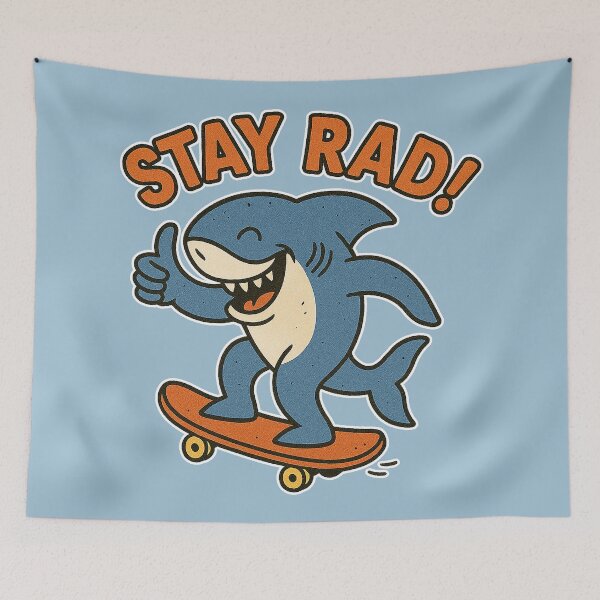 Item preview, Stay Rad Retro Skate Shark designed and sold by zzz888.