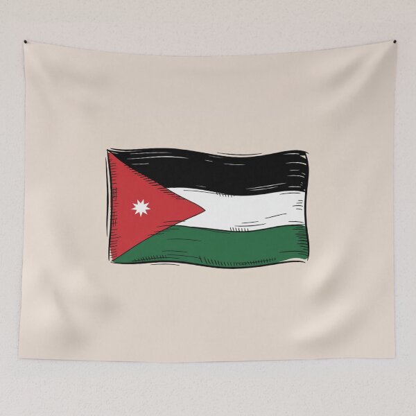 Item preview, Hand-Drawn Jordan Flag Illustration – Vibrant Middle Eastern Heritage Design designed and sold by Patricks-Art.