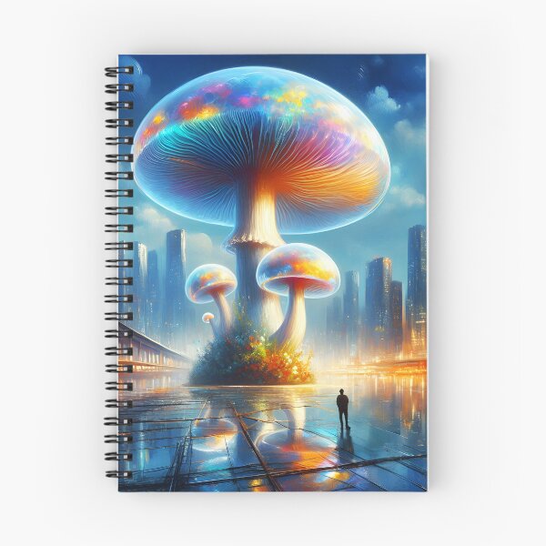 Item preview, Urban Bloom – Tall Translucent Fungi in a Futuristic City designed and sold by EmeraldeaArt.