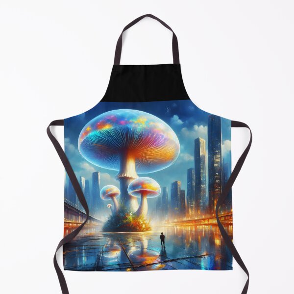Item preview, Urban Bloom – Tall Translucent Fungi in a Futuristic City designed and sold by EmeraldeaArt.