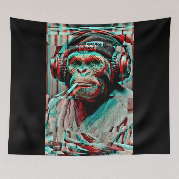 Item preview, Chimpanzee 'Spuke' glitch art: vaporwave style, streetwear designed and sold by GL!TCH LAB.