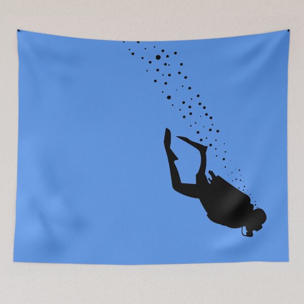 Item preview, Silhouette of a diver diving in the ocean designed and sold by Martapp.