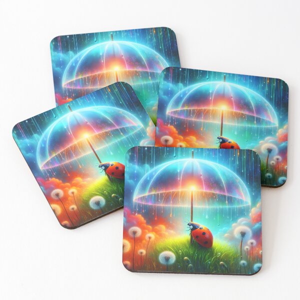 Item preview, Shelter in the Rain – Ladybug and Dandelion Dream designed and sold by EmeraldeaArt.