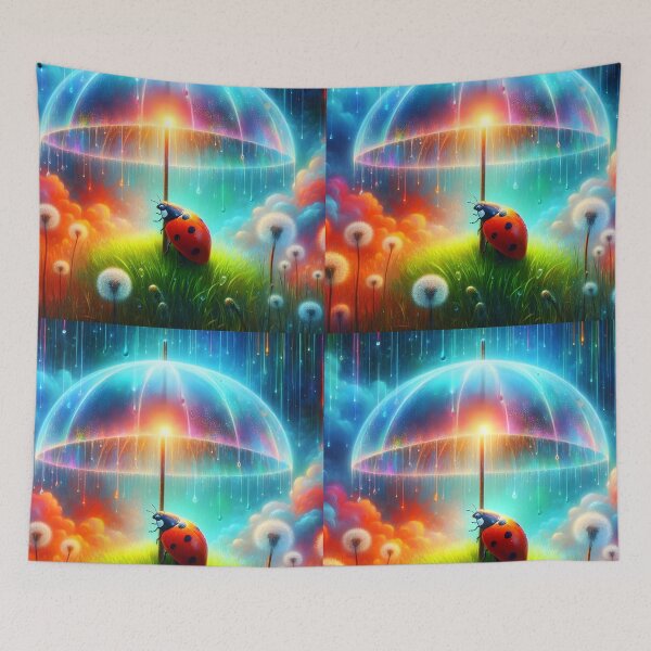 Item preview, Shelter in the Rain – Ladybug and Dandelion Dream designed and sold by EmeraldeaArt.