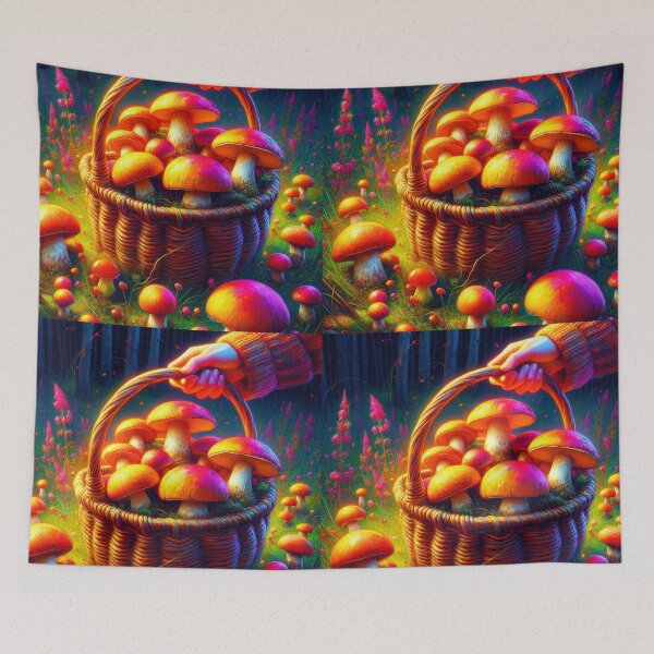 Item preview, Gathering the Forests Secrets – Enchanted Mushroom Harvest designed and sold by EmeraldeaArt.